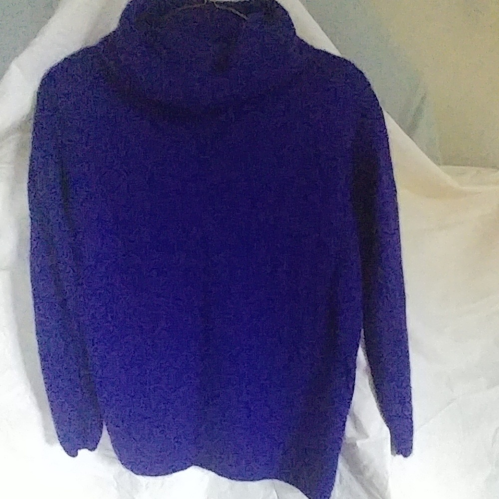 043.  Blue violet cowl neck Angora sweater